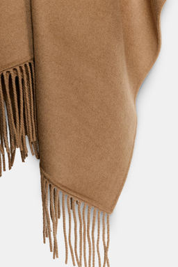 FRINGED WOOL LONG CAPE - Zara фото 4