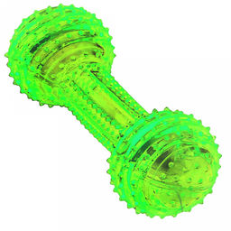 "Пэт тойс (Pet toys)" Игрушка для собаки "Гантеля" 14х5см h5см, ПВХ, с пищалкой, светящаяся, на картоне, прозрачная, цвета в ассортименте: синий, розовый, зеленый, желтый (Китай)