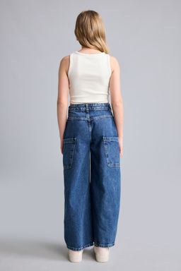 %100 Pamuk Baggy Fit Jean Pantolon K_z _ocuk - Defacto фото 5