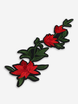 Цена за 5 шт. Термоаппликация Цветы, 20?7 см, красная