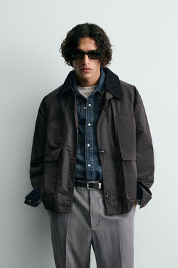 WAXED FINISH JACKET WITH CONTRAST COLLAR - Zara фото 2