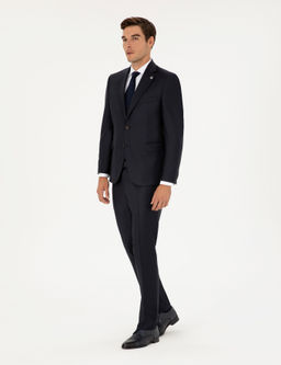 Lacivert Slim Fit Tak_m Elbise