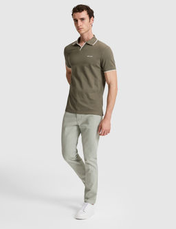 Haki Slim Fit %100 Pamuk Apa_ Yaka Ti__rt