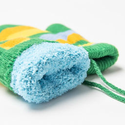 Варежки детские, цвет зелёный/полосочки, размер 14 (4-6 лет) - Rossini фото 3