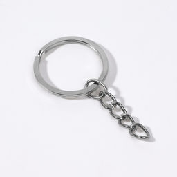Цена за 4 шт. Основа для брелока, с цепочкой, плоская, d = 25 мм, 10 шт, цвет серебряный