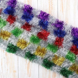 Цена за 10 шт. Мишура Узкая двухцветка d-4 см, 200 см, микс