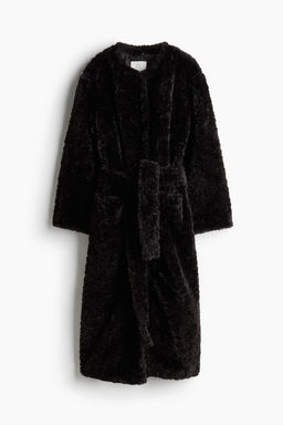 Abrigo efecto pelo con cinturon de anudar - H&m фото 6
