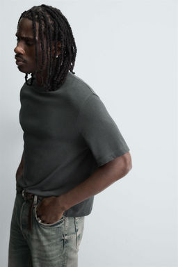 CAMISETA PUNTO BOXY FIT / Gris antracita - Zara фото 5