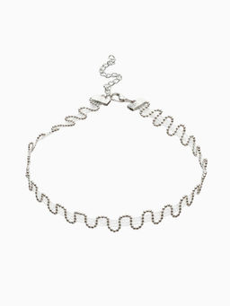 Чокер «Волна» сияющая, цвет серебро, L=30 см+7 см