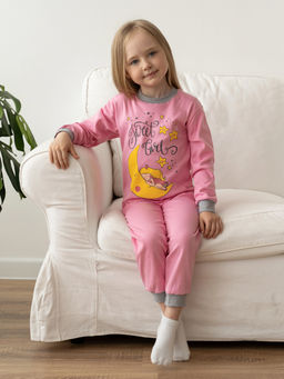 Пижама детская розовая принт девочка
