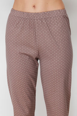 Trendyolmilla Vizon Bask?l? Gomlek-Pantolon Orme Pijama Tak?m? THMSS21PT0876 фото 12