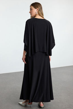Siyah Relaxed Kal?p Skater Maxi Esnek Orme Elbise TWOAW25EL00464 - Trendyolmilla фото 5