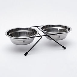 Набор из 2 мисок на подставке, 2500 мл, чёрная подставка - Пижон фото 2