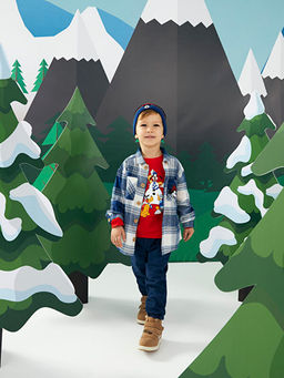 Uzun Kollu Mickey Mouse Bask?l? Erkek Bebek G?mlek