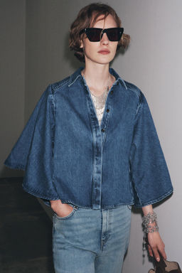 ZW COLLECTION DENIM KIMONO SHIRT - Zara фото 11