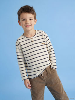 Bisiklet Yaka ?izgili Erkek ?ocuk Ti??rt