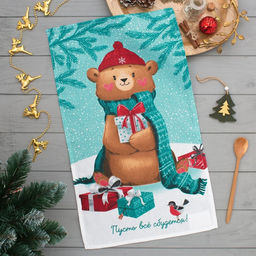 Цена за 2 шт. Полотенце новогоднее Доляна «Пусть все сбудется» 35×60 см, 100% хлопок, 160 г/м²