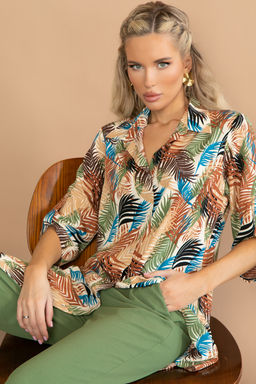 Рубашка Леона (листья/беж) - Эльза фото 11