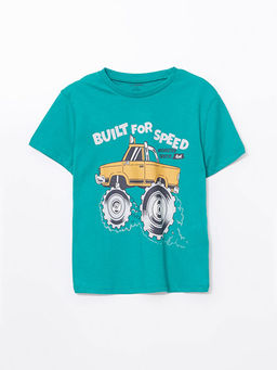 Bisiklet Yaka Bask?l? Erkek ?ocuk Ti??rt