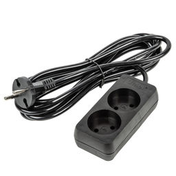 S-CU2-3 BLACK Удлинитель серии Ultra, шнур 3м., 2 гнезда, 10A, б/з. Черный. TM Uniel