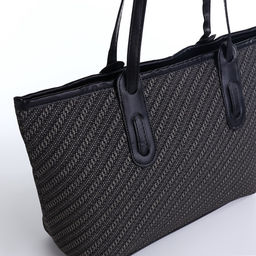 Сумка женская тоут на молнии, 30×11×25 см, чёрная