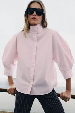 CAMISA MANGA ABULLONADA ZW COLLECTION / Rosa claro - Zara фото 2