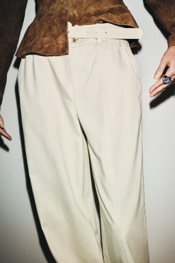 WIDE-LEG TROUSERS WITH BELT - Zara фото 4