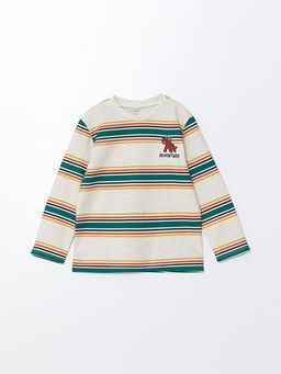 Bisiklet Yaka Uzun Kollu Bask?l? Erkek ?ocuk Ti??rt