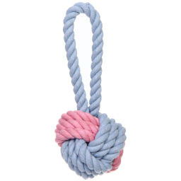 Игрушка - канат для собак средних и крупных пород "НЕСКУЧАЙКА", цвет розовый/голубой, 21см / d - 7.5см / 150гр (лейбл)