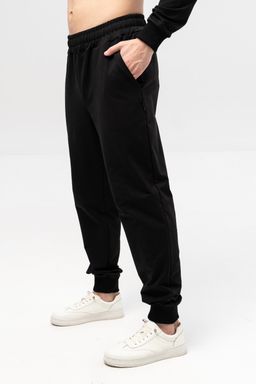 Брюки из хлопкового футера 418M3-31 черный - Solo mio фото 4