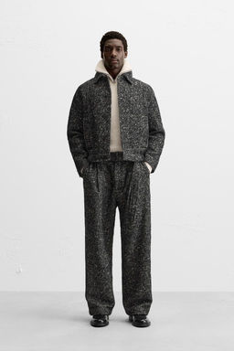 HERRINGBONE WIDE-LEG TROUSERS