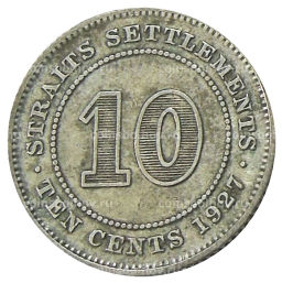 10 центов 1927 года Стрейтс Сетлментс