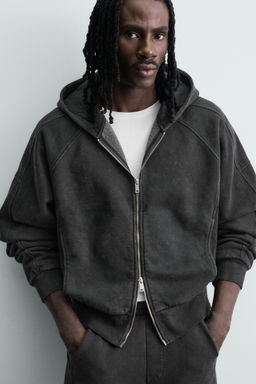 SUDADERA CROPPED FIT  CAPUCHA / Antracita oscuro - Zara фото 5