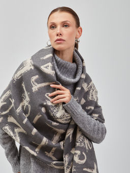 В составе шерсть и кашемир! теплый двусторонний палантин