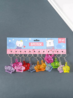 Цена за 12 шт. Брелок для ключей на кольце «Корона», пластик, 4×4.4×1.5 см, МИКС