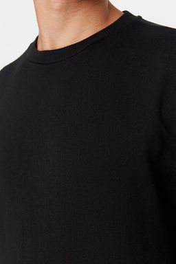 Siyah Regular/Normal Kesim Ici Polar/S?cak Tutan Sweatshirt TMNAW21SW1208