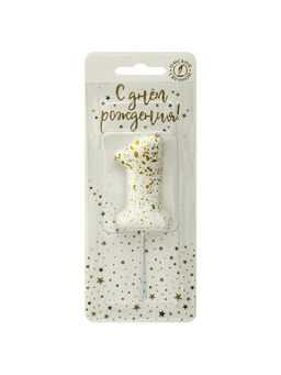 Цена за 2 шт. Свеча в торт «Белые брызги», цифра 1