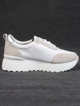 05-PDE40-2 WHITE/BEIGE Кроссовки женские (натуральная кожа, натуральная замша) - Фабричный китай фото 12