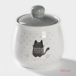 Набор сервировочный Доляна Уютные коты, 2 предмета: молочник 270 мл, сахарница 310 мл, белый, серый