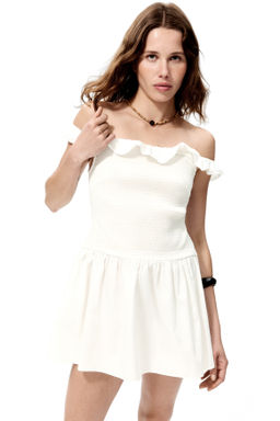 Vestido off-the-shoulder con cuerpo nido de abeja - H&m фото 5