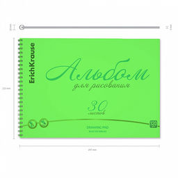 Цена за 2 шт. Альбом для рисования с пластиковой обложкой на спирали ErichKrause Neon зеленый, А4, 30 листов  фото 4