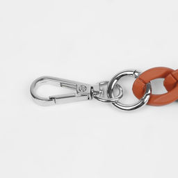 Цена за 2 шт. Цепочка для сумки, с карабинами, пластиковая, 23 17 мм, 30 см, цвет террактовый/серебряный - Арт узор фото 2