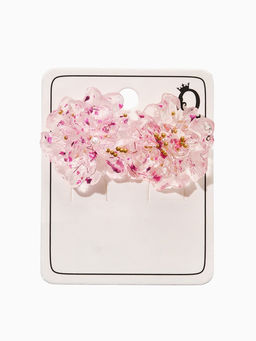 Серьги пластик «Цветы» волнистые, цвет бело-розовый