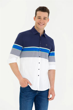 Мужская темно-синяя рубашка с длинным рукавом - U.s. polo assn фото 8