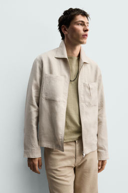 SOBRECAMISA 100% LINO CREMALLERA / Beige claro - Zara фото 5