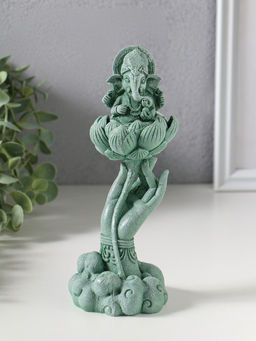 Фигурка полистоун «Рука с лотосом и Ганешей», зелёный, 7×7.3×18.5 см