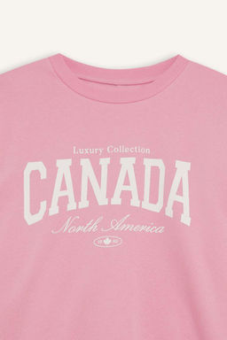 Толстый повседневный свитшот Oversize с круглым вырезом и принтом широкого кроя - Defacto фото 2