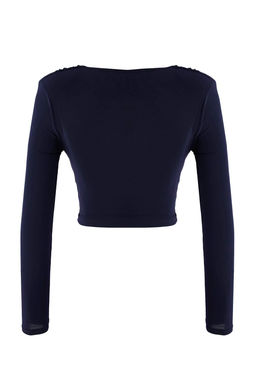 Siyah Toka Detayl? V Yaka Uzun Orme Sandy Party Bluz TPRAW26BZ00063 - Trendyolmilla фото 12