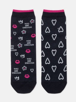 Цена за 2 пары. Носки Классические CONTE Хлопковые носки с рисунками you are enough темно-синий - Conte elegant фото 4