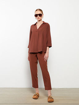 Kad?n Beli Lastikli Rahat Kal?p D?z Pantolon